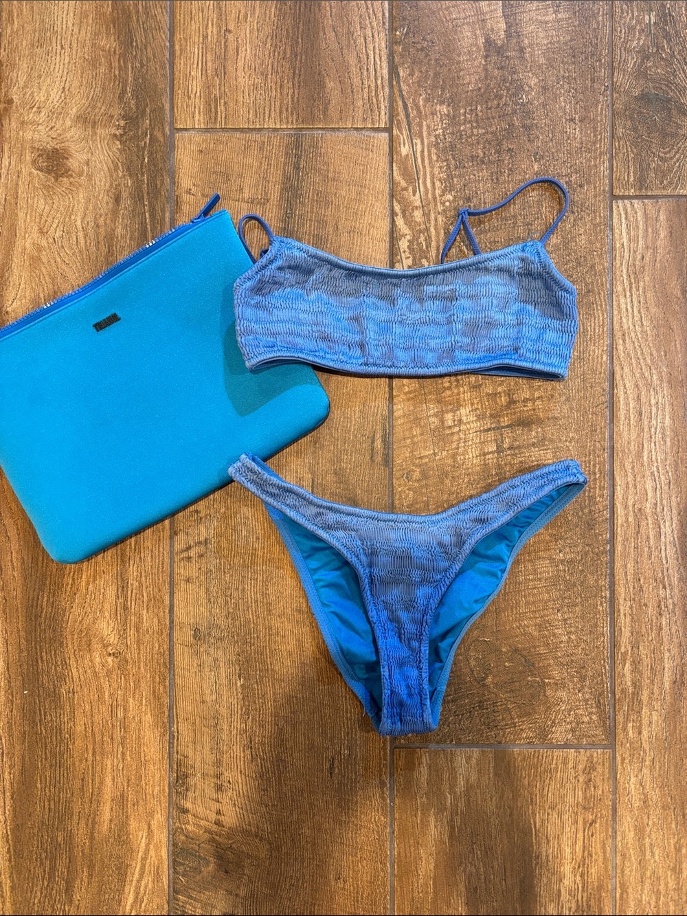 triangl swimwear Blue Textured Bikini Set